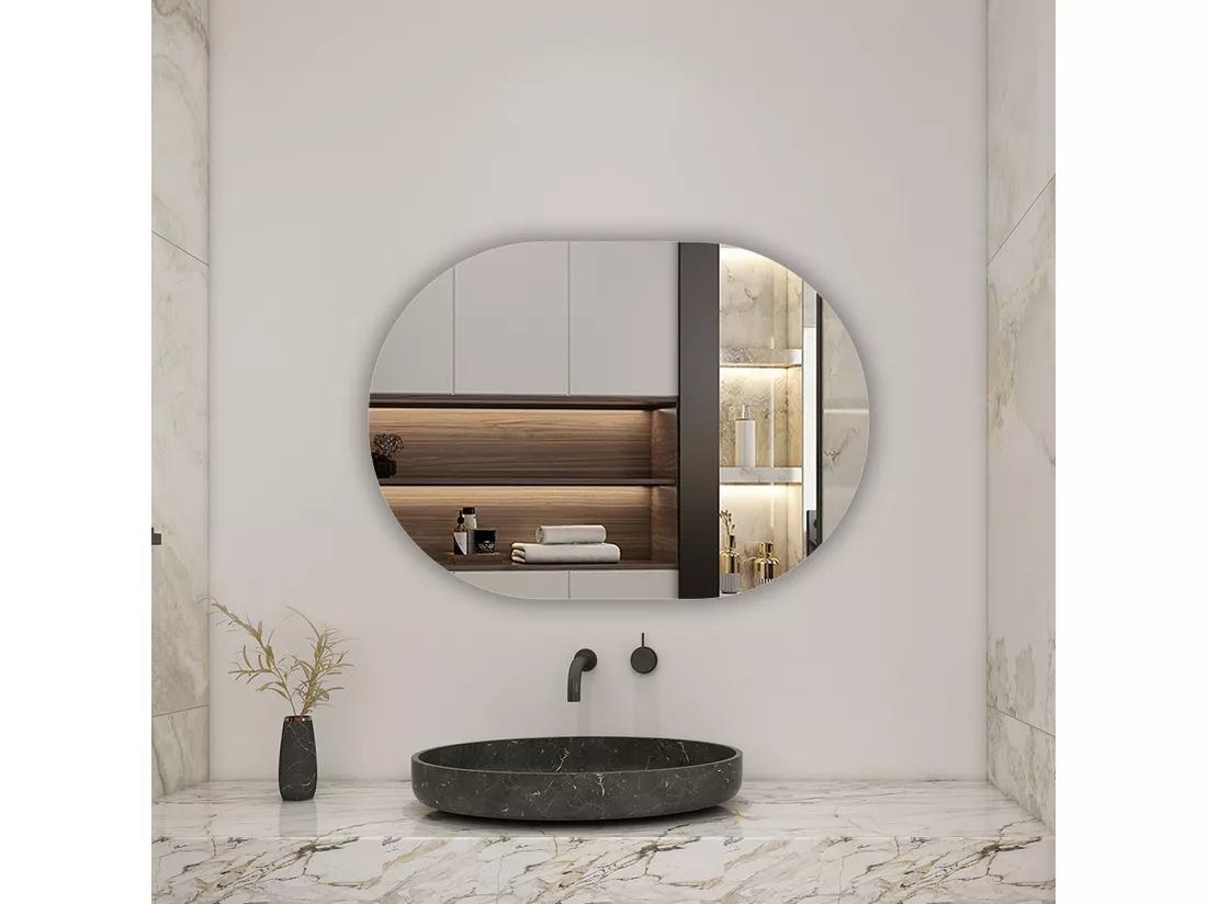 AICA Miroir non lumineux ovale 60 x 100cm, Mural Miroir salle de bain