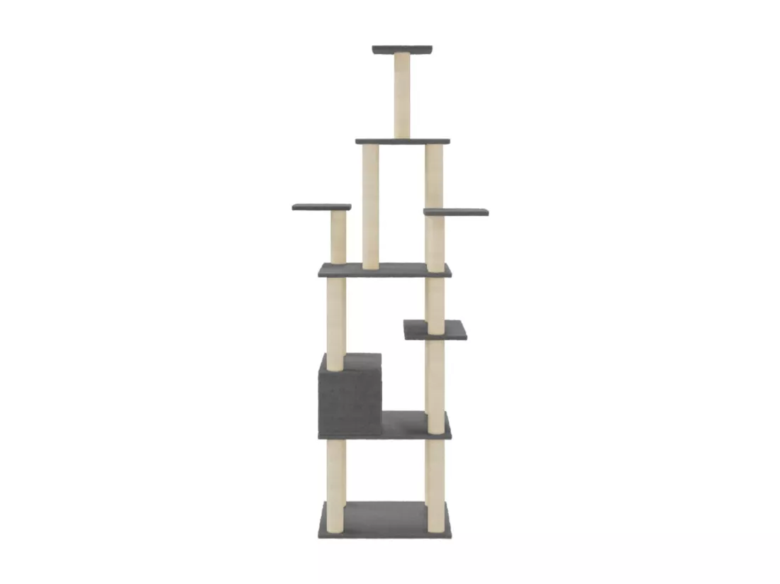 Arbre à chat avec griffoirs en sisal Gris foncé 183 cm