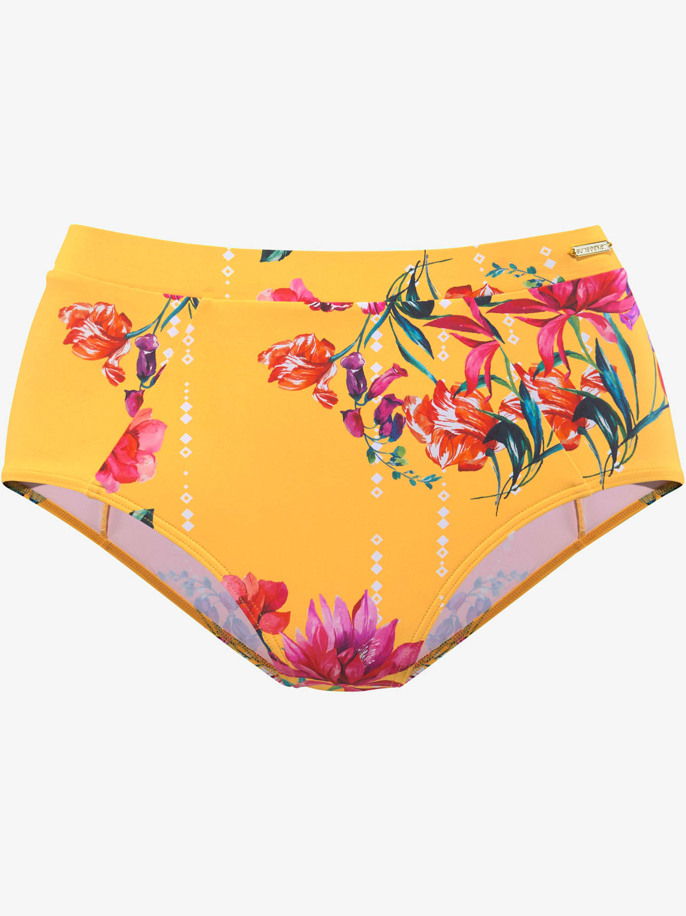 Bas de maillot de bain taille haute imprimé floral moderne