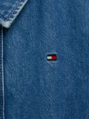 Vestido jeans com bordado de bandeira