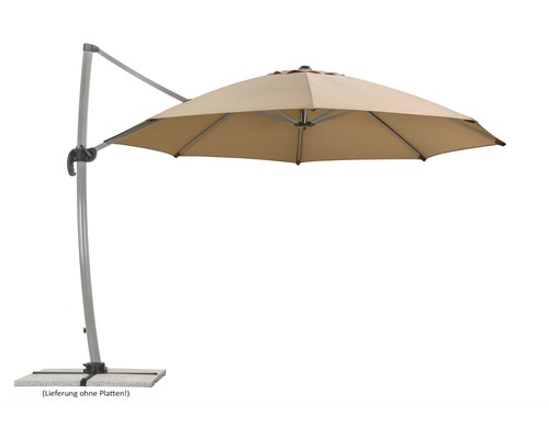 Schneider Rhodos Rondo zweefparasol, 390 x 350 x 280 cm, polyester 200 g/m², zand