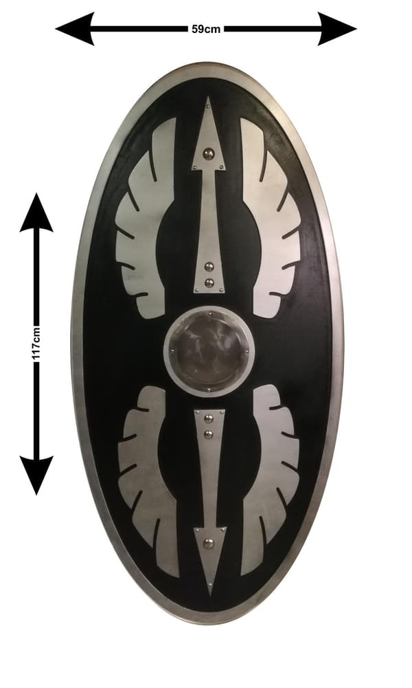 Tre romersk scutum svart buet ovalt skjold SWE92