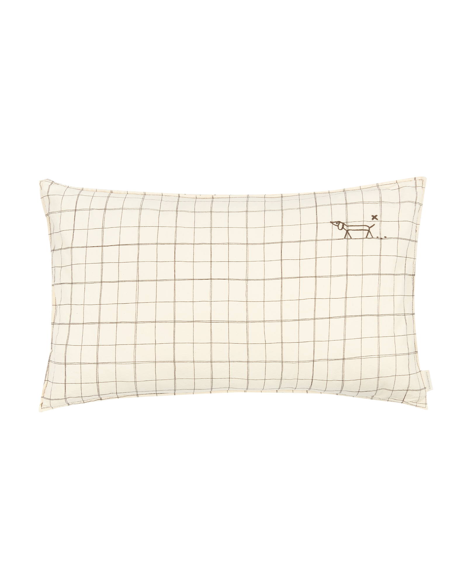 Coussin rectangulaire brodél1n0 en lin français lavé | Beige