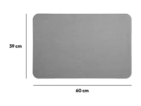 Tapis de salle de bain en Diatomite coloris Gris Argile - Longueur 60 x Profondeur 39 x Hauteur 0,9 cm