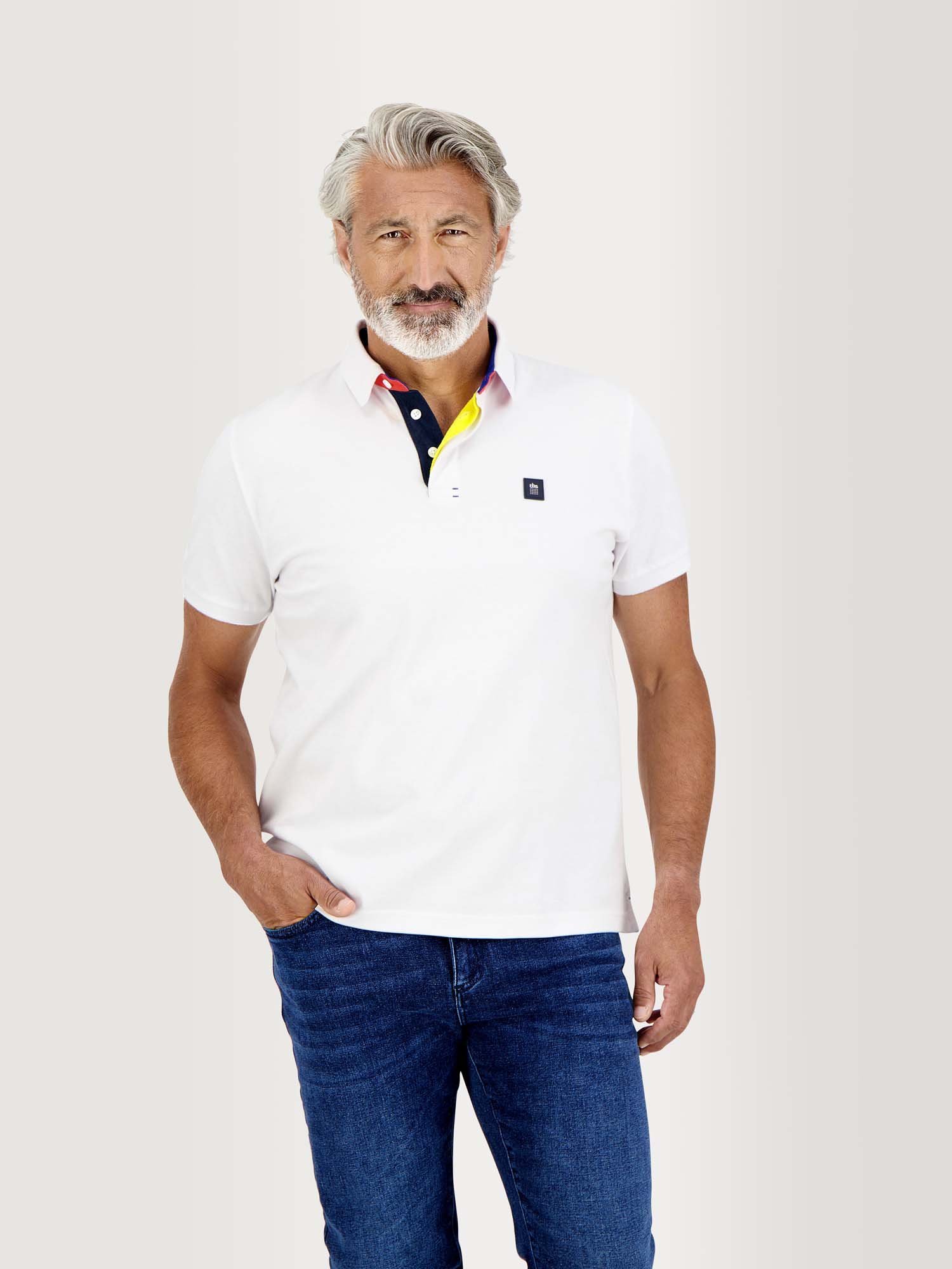 Polo Homme Coton Piqué Manches Courtes Blanc