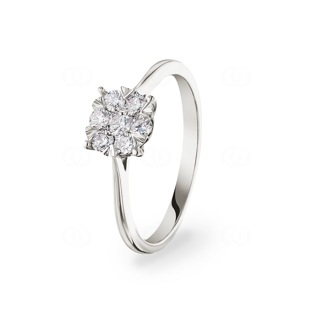 Verlobungsring 750/18 K Weissgold mit Diamanten 0.34 ct H/si