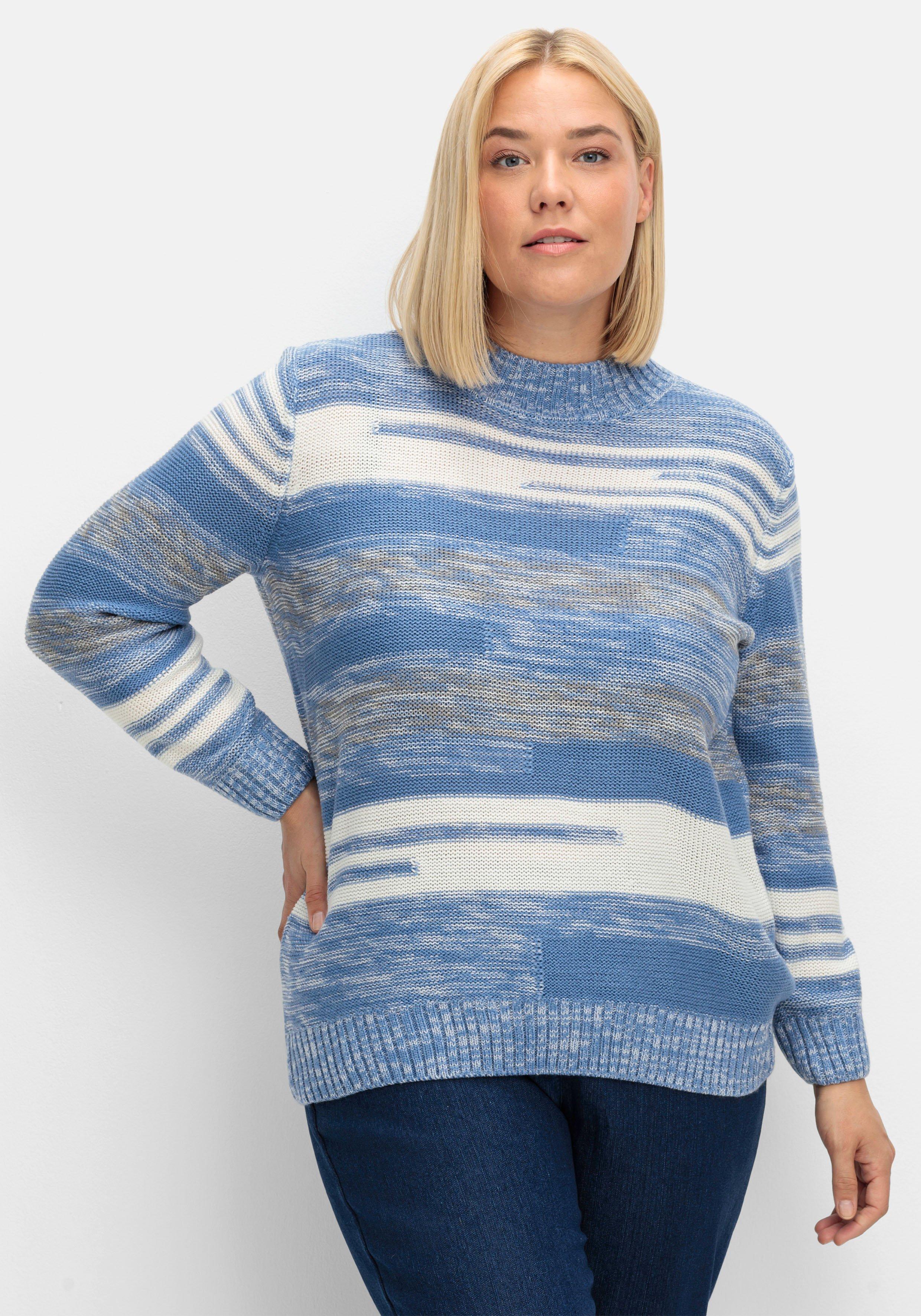 Pullover mit Stehkragen und Blockstreifen