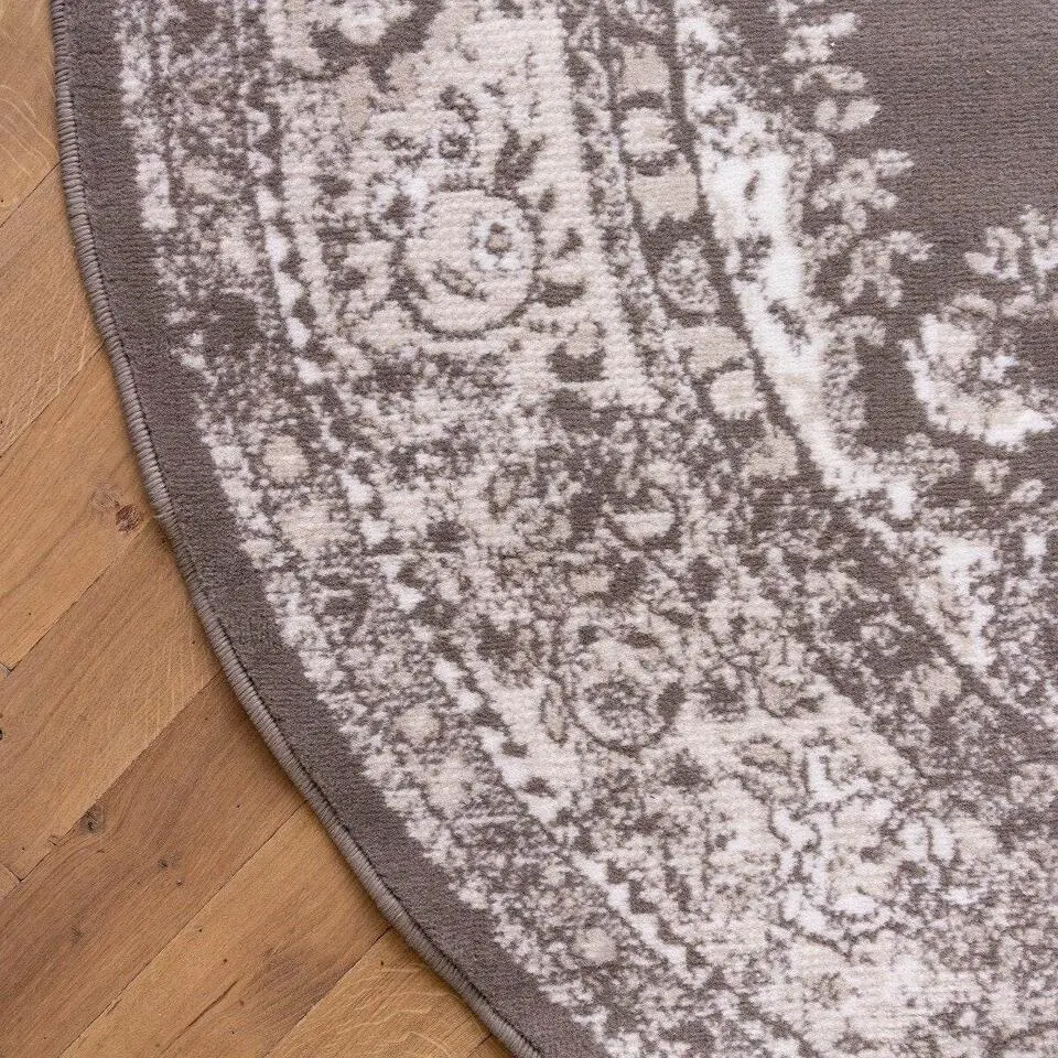 Interieur05 rond vloerkleed Keshan taupe/bruin - 160 x 160 cm