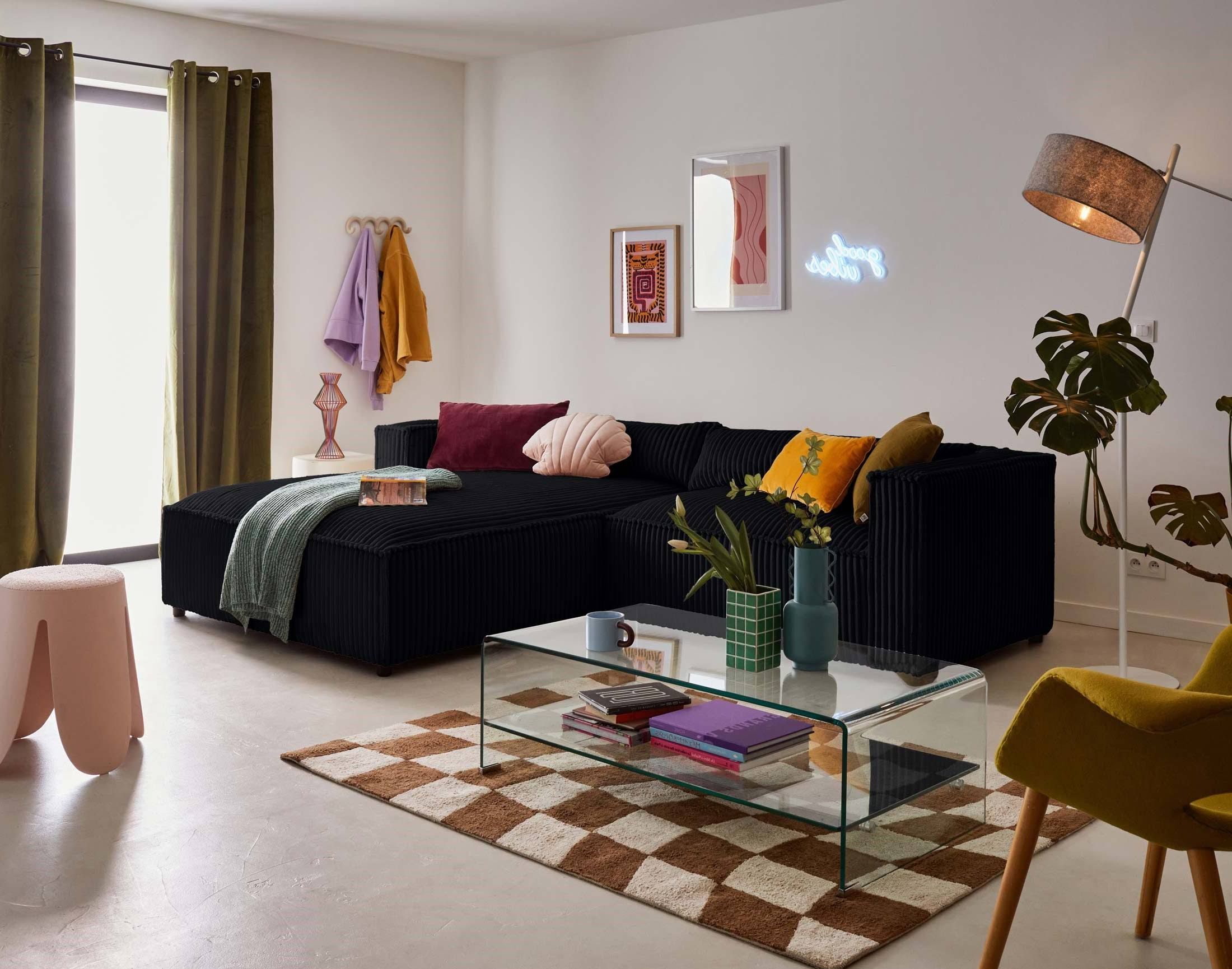Lisa Design Ecksofa ELA Samt 266 x 65 x 190cm Ecke davorstehend