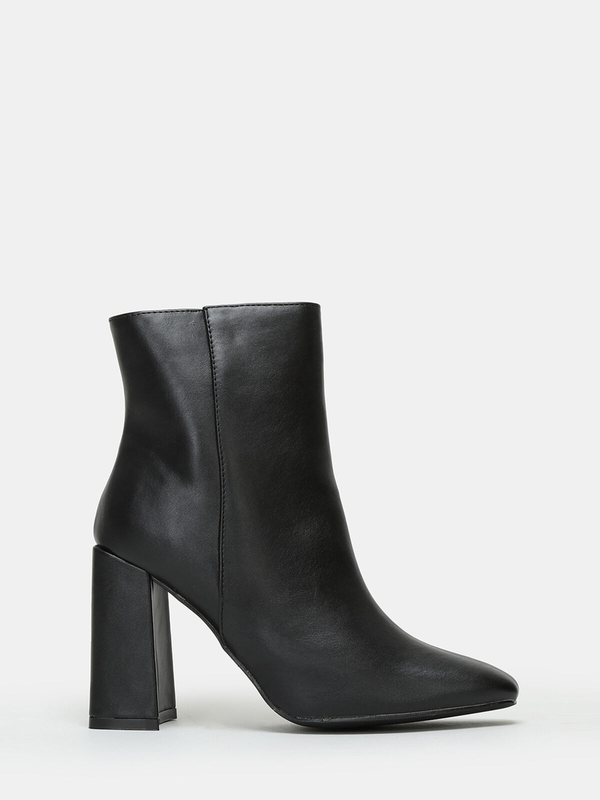 Bottines zippées à bout carré- Noir