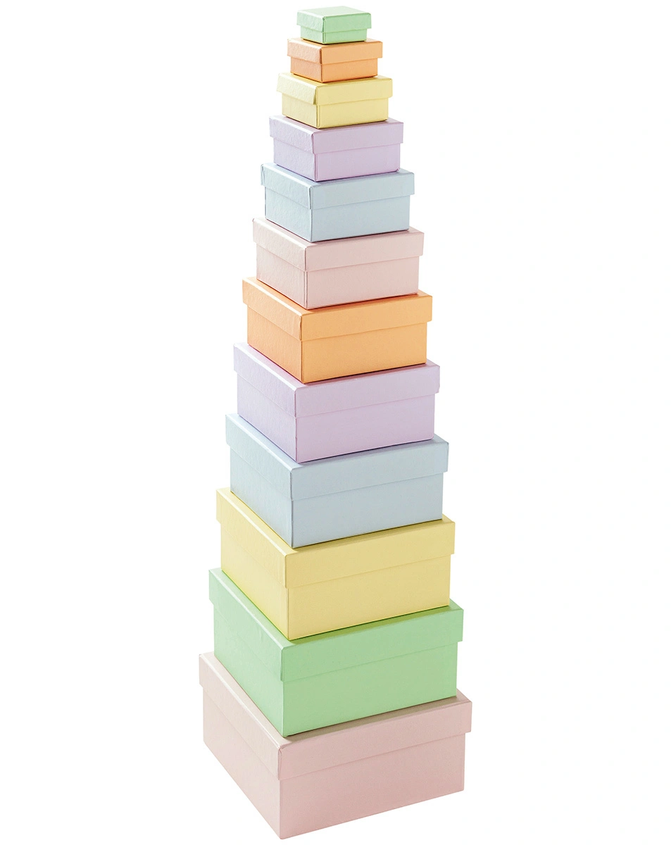 Pappboxen PASTELL 12-teilig