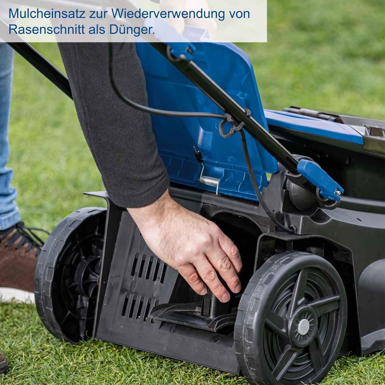 Scheppach Akku Rasenmäher BC-MP380-X | 38cm Schnittbreite | für 450-500m2 | 45L Korb | Schnitthöhe 25-75mm | Brushless | 20V-IXES-Serie | 10 Jahre Garantie | 2x4Ah Akku & Fastcharge Doppelladegerät