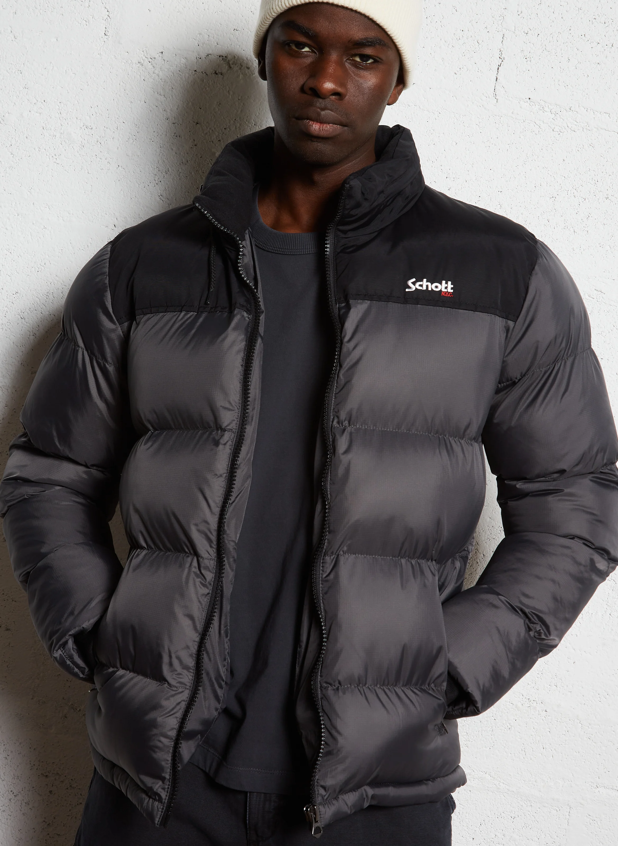 Doudoune col montant | Gris