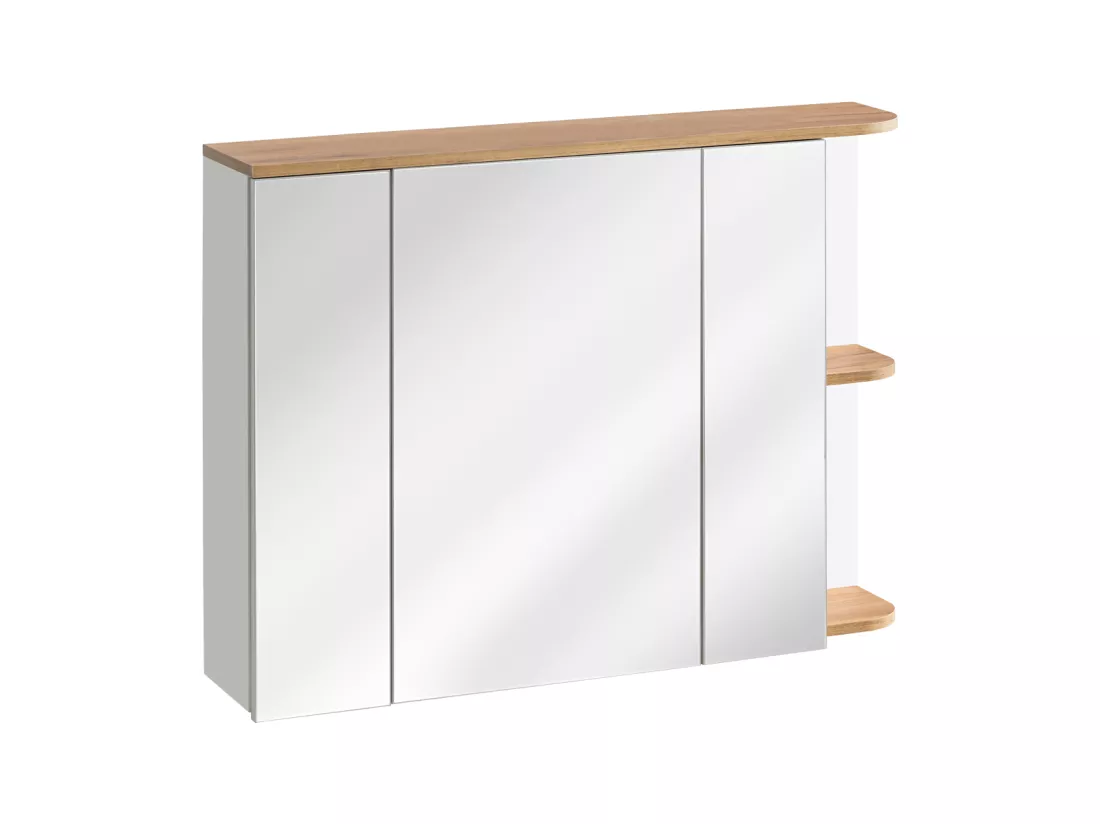 Armoire murale de salle de bain avec miroirs - Coloris naturel clair et blanc - 94 cm - ANIDA