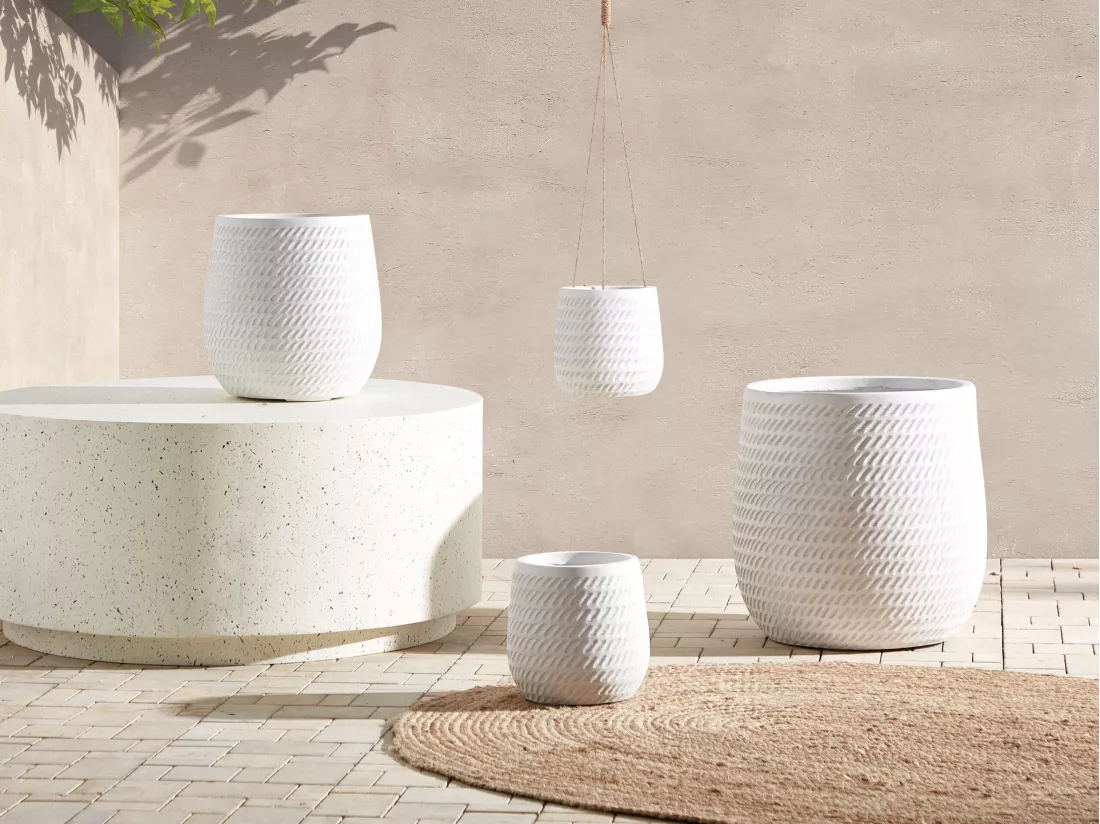 Cache-pot LIVADIA Pierre 19 cm Blanc cassé