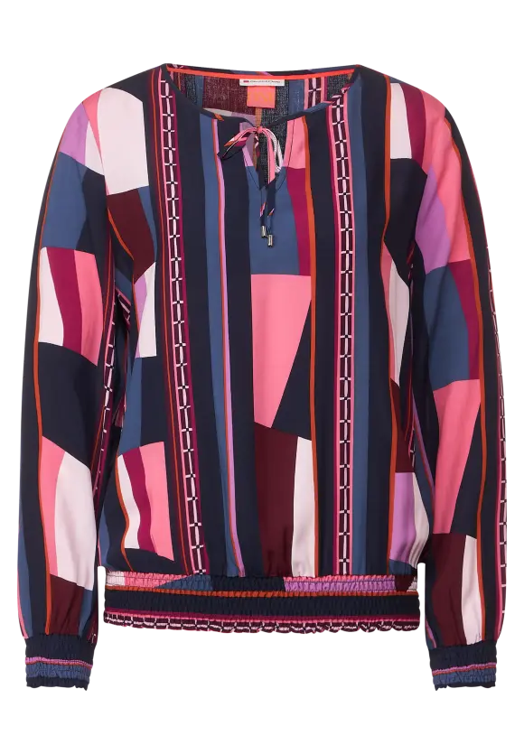 Tunikabluse mit Smockdetail - purple brown