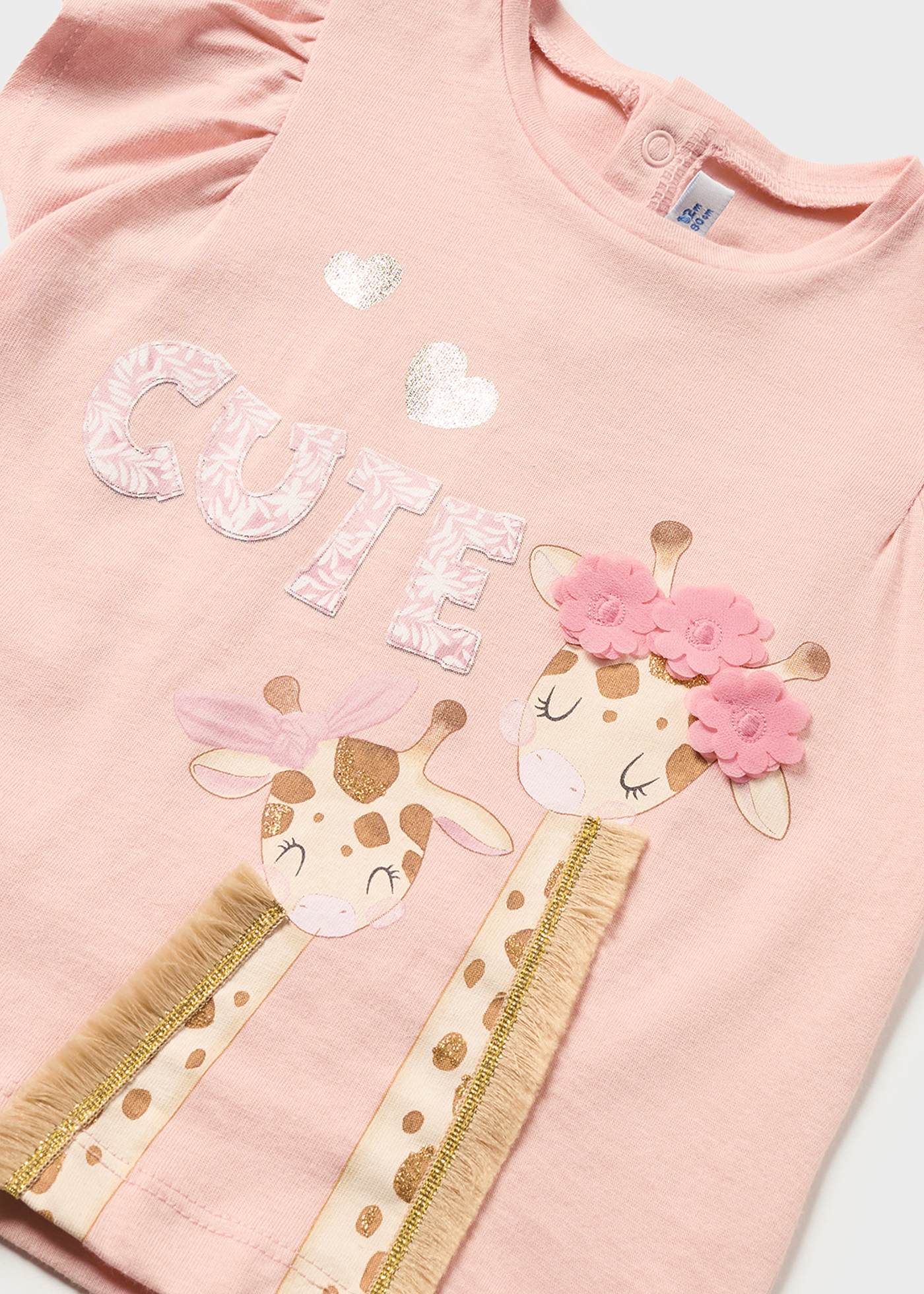 Camiseta com apliques decorativos feita de algodão sustentável para bebês