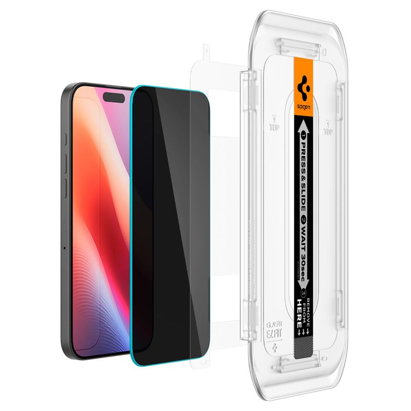 (2er Set) iPhone 16 Pro Glas Tr EZ Fit Privacy Panzer Glas Case Friendly   Montagerahmen (AGL07929)