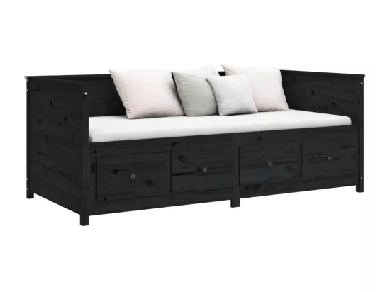 Lit de jour sans matelas noir 100x200 cm bois de pin massif
