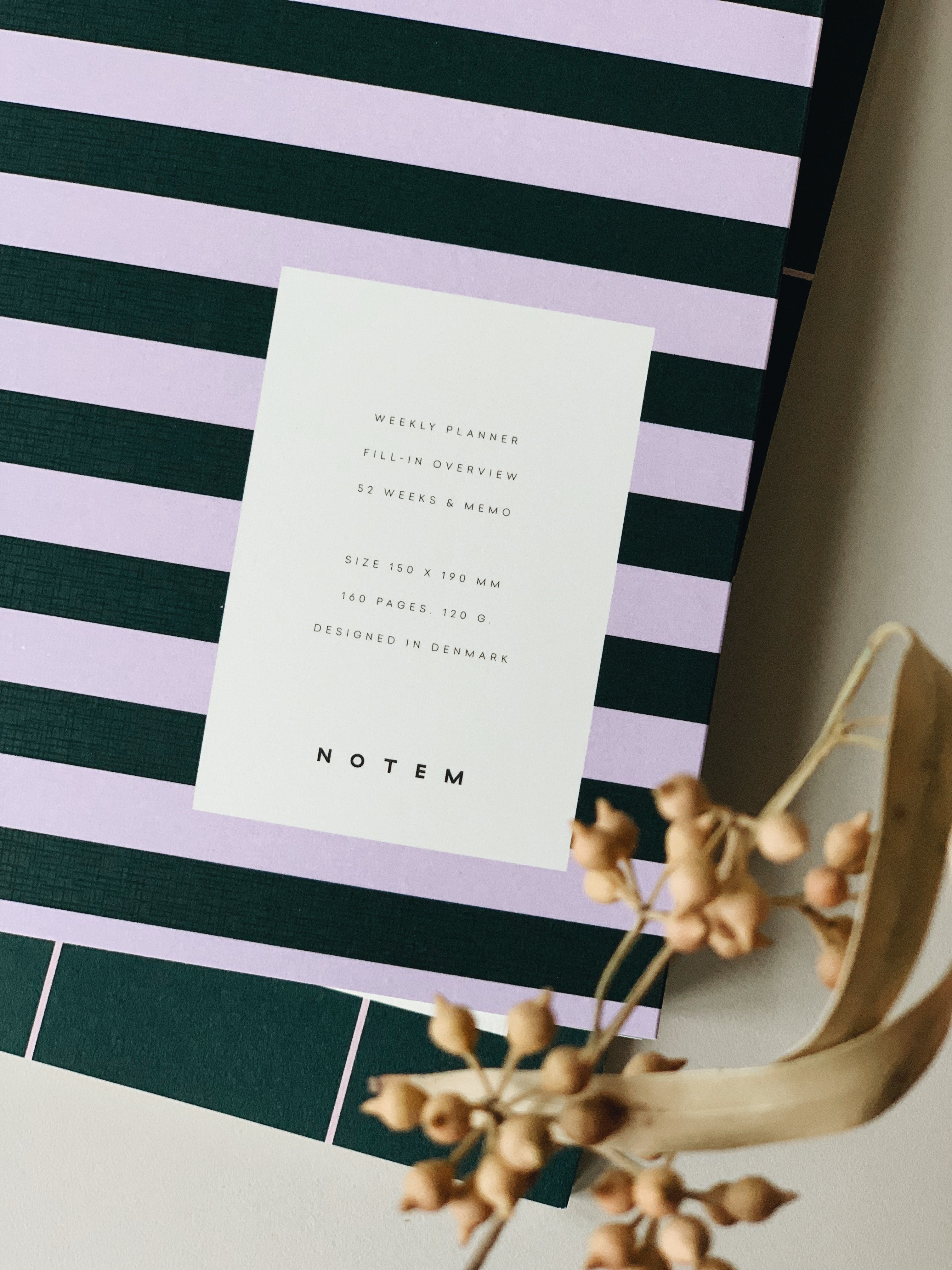 Notem  UMA Flat Lay Weekly Planner bog, medium - Green & Rose