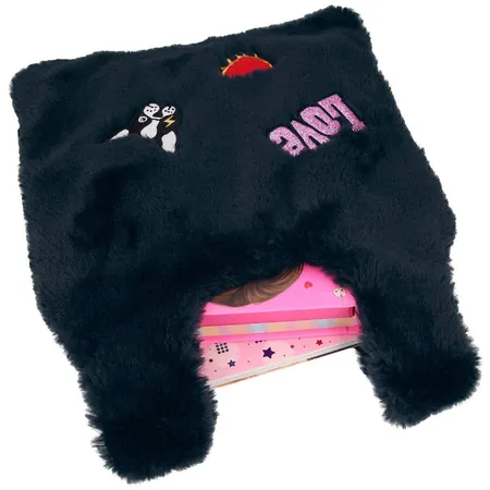 Depesche TOPModel Beutel Kunstfell mit Patches dunkelblau DOG
