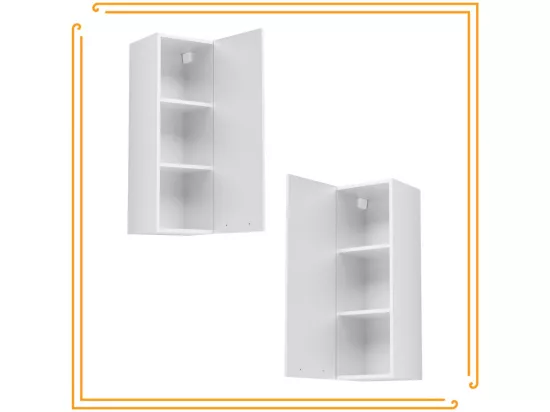 Armoire de salle de bain suspendue 30cm Colonne étroite étagère étagère fermée blanc