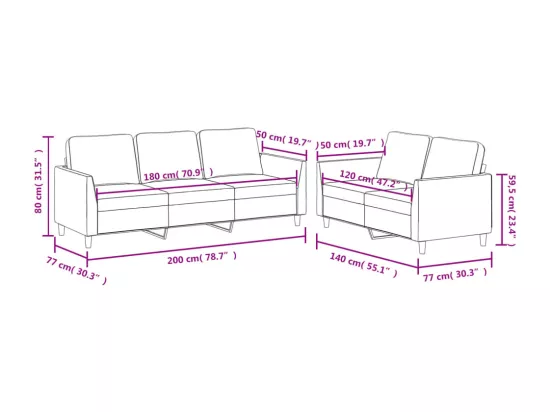 Ensemble de canapés 2 pcs avec coussins Noir Similicuir