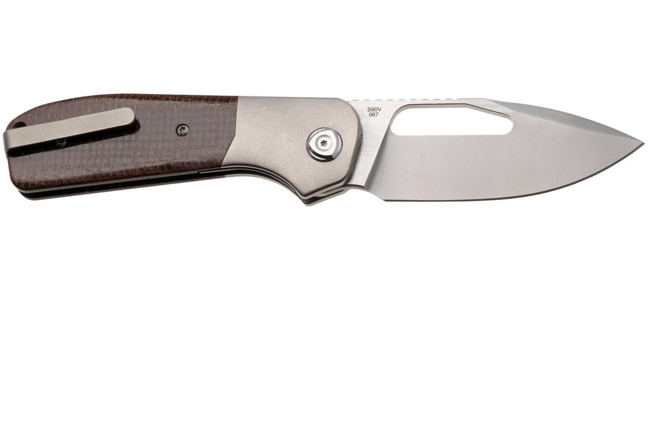 Liong Mah Field Duty 3.5 Bead Blasted M390, Burlap Micarta Titanium, zakmes