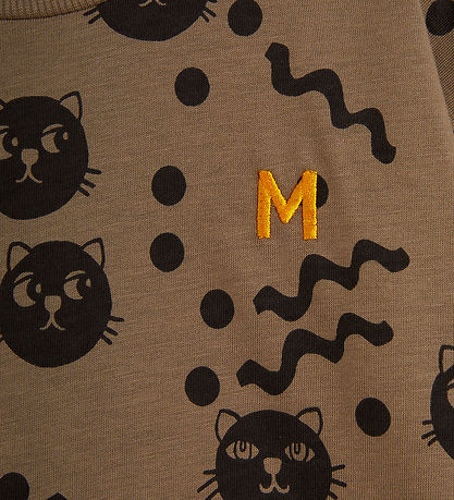 Mini Rodini Bluse - Schnörkelkatzen - Brown