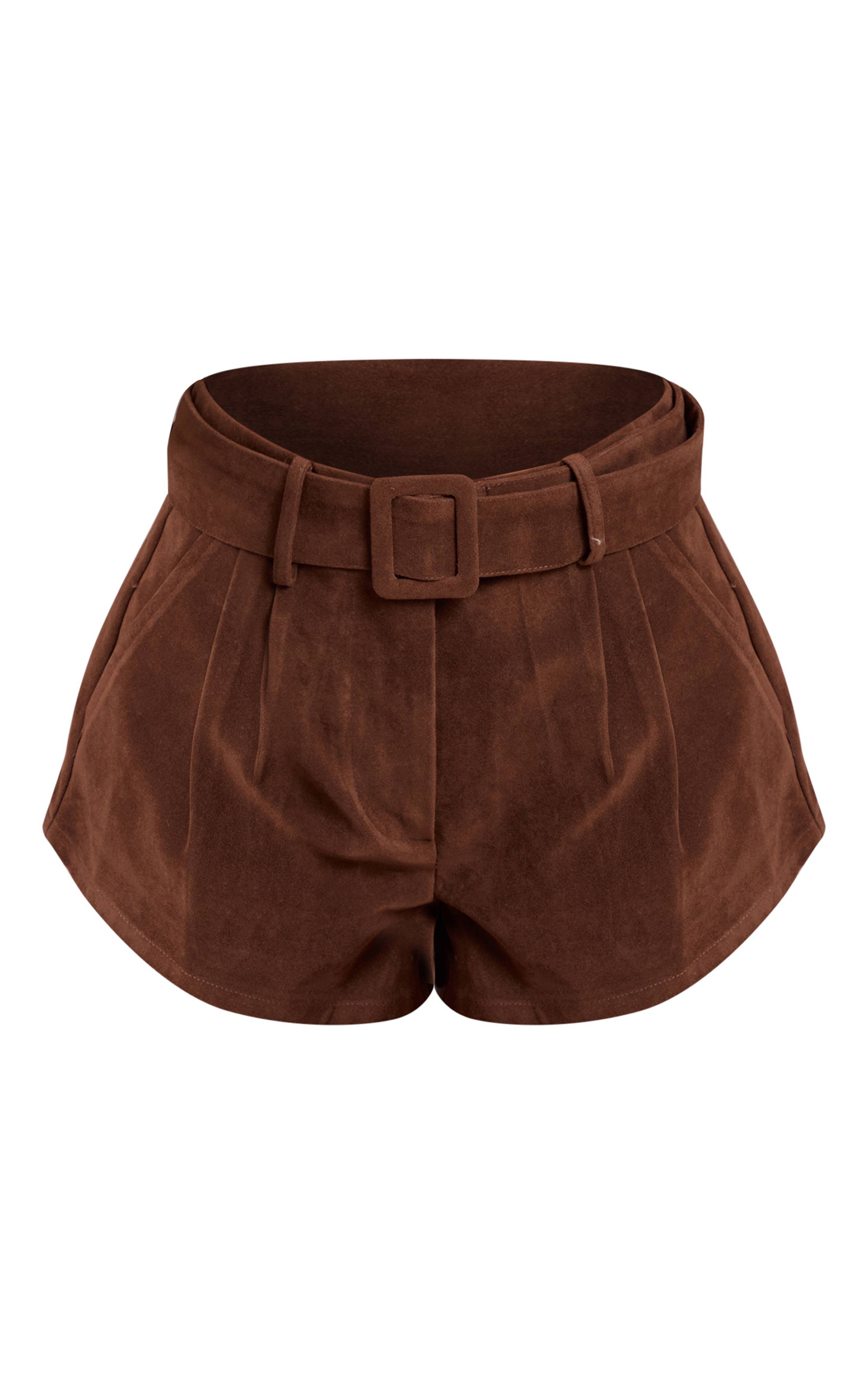 Marron Short Mini Ceinturé En Synthétique Chocolat Petite