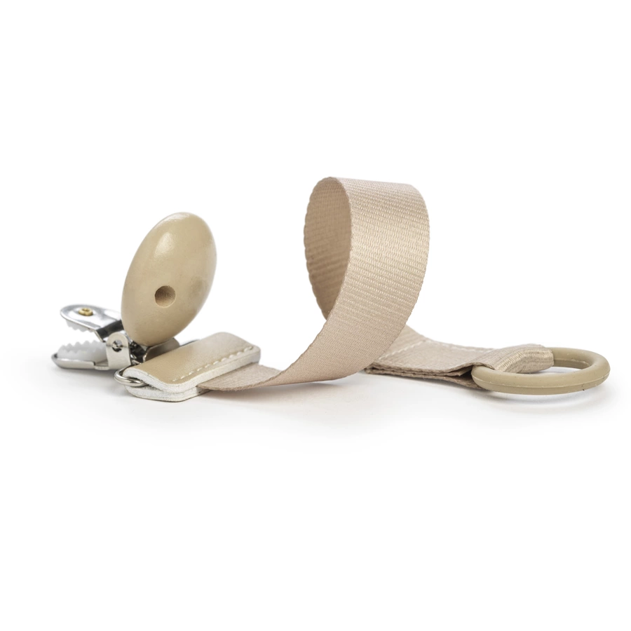 Elodie Schnullerband mit Holzdetail, Pure Khaki