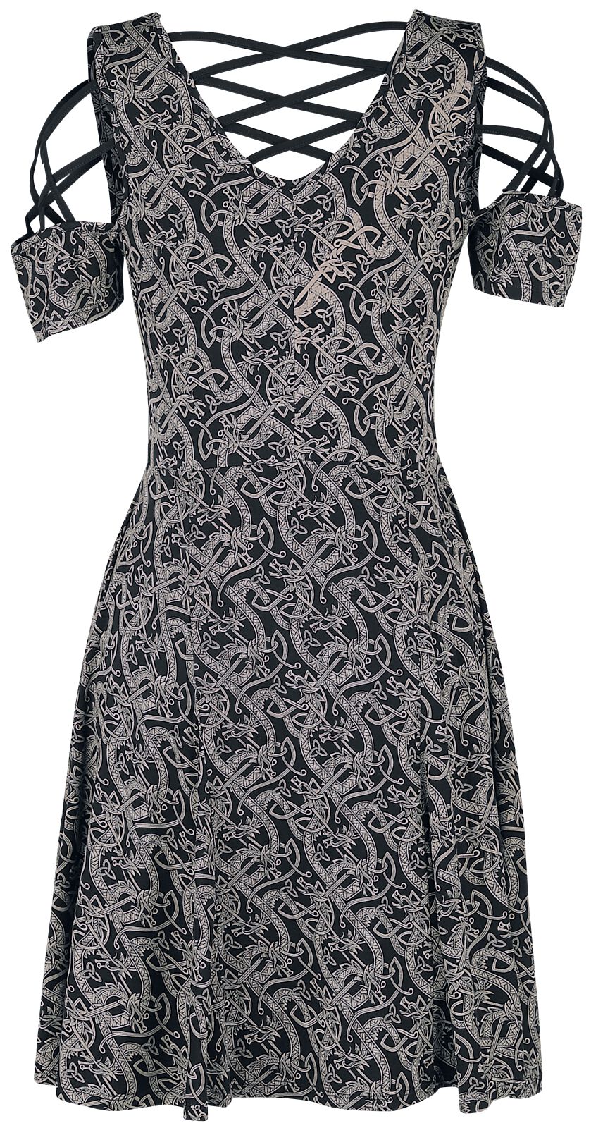Robe Avec Laçages & Imprimés Style Celtique | Black Premium by EMP Robe courte