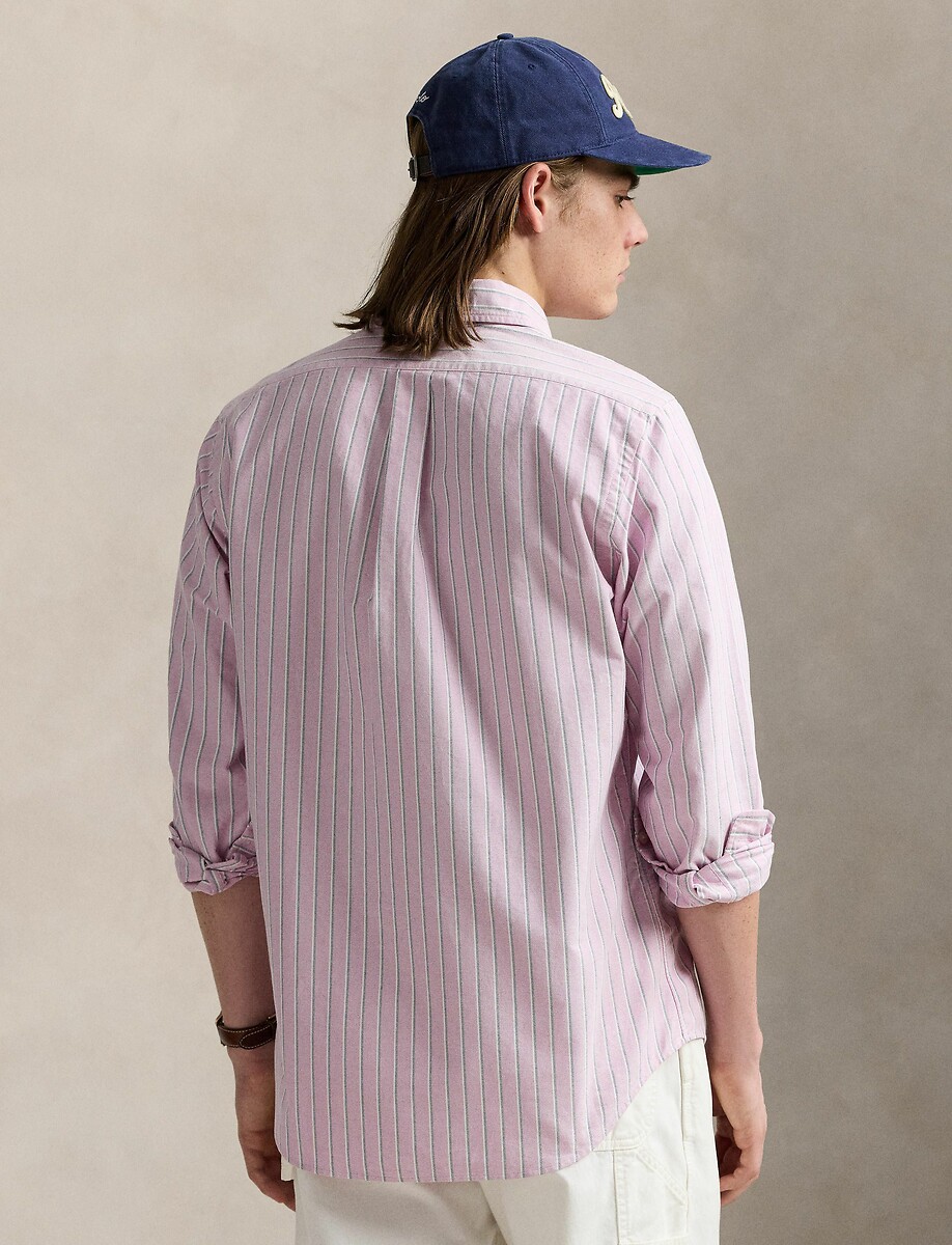 POLO RALPH LAUREN<br>Camisa reta listrada, Oxford, logotipo bordado