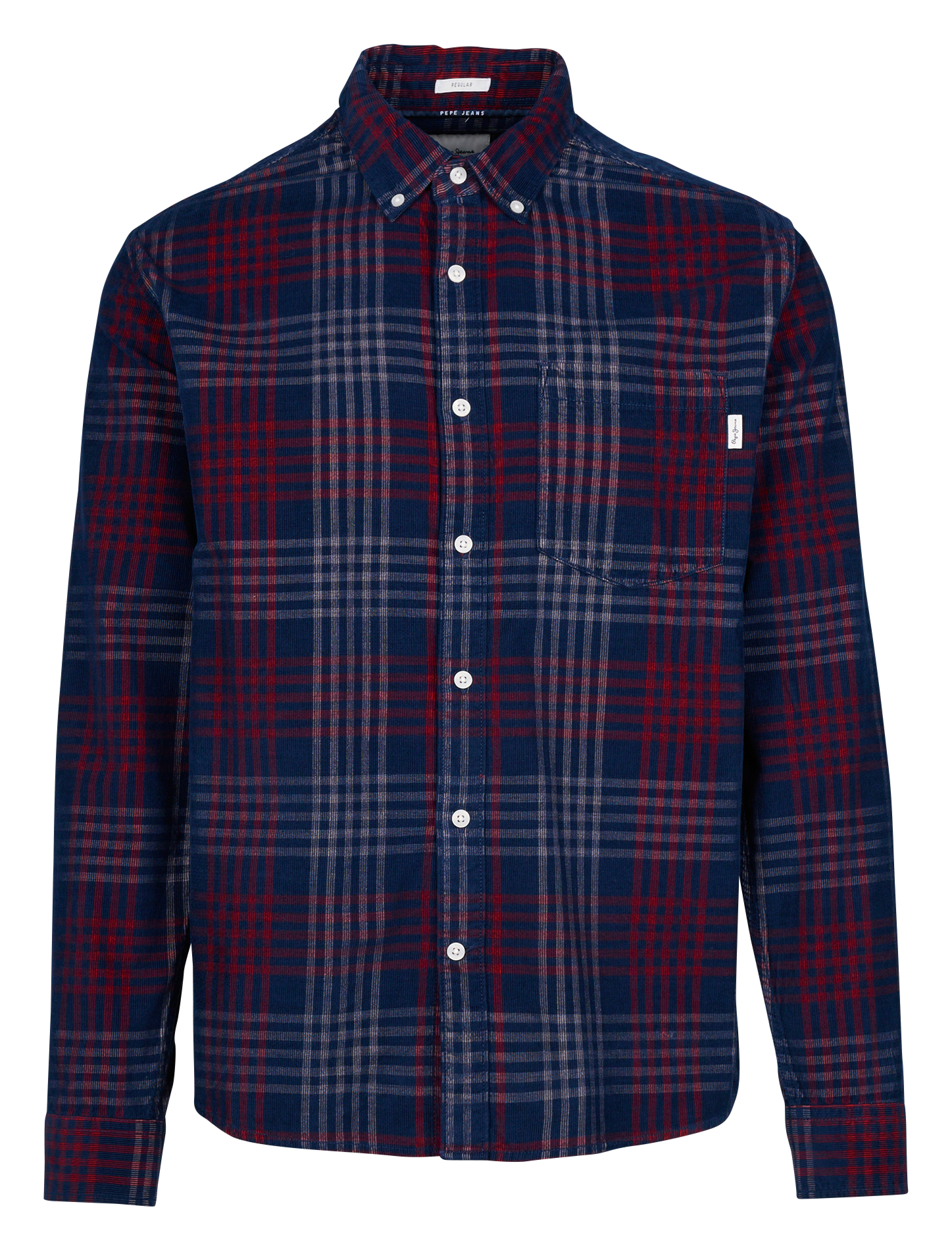 MARCUS - Chemise droite en coton à carreaux | Bleu