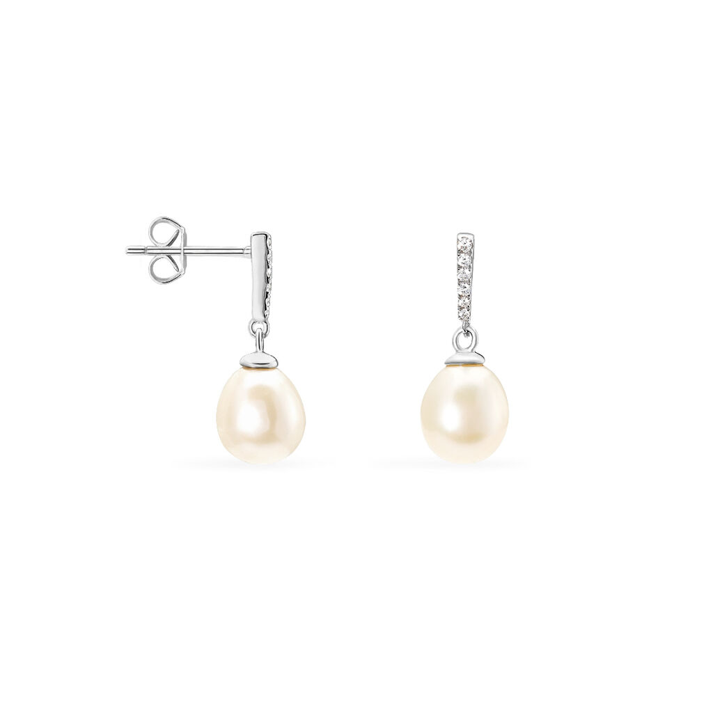 Boucles D'oreilles Pendantes Coria Argent  Perle De Culture Et Oxyde