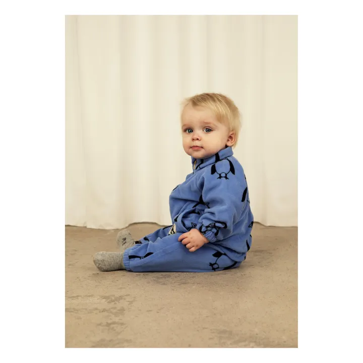 Mini Rodini Combinaison Polaire Polyester Recyclé Pingouin | Bleu