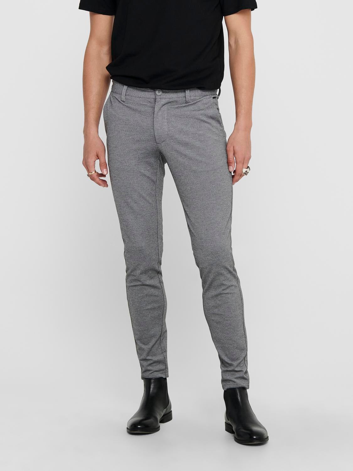 ONSMARK Slim Fit Chino Hose Medium Grey Melange