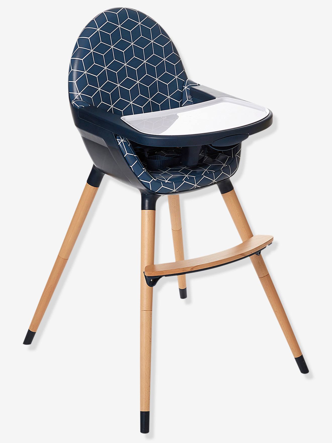 Cadeira alta conversível TopSeat com 2 ajustes de altura, estampa azul escura
