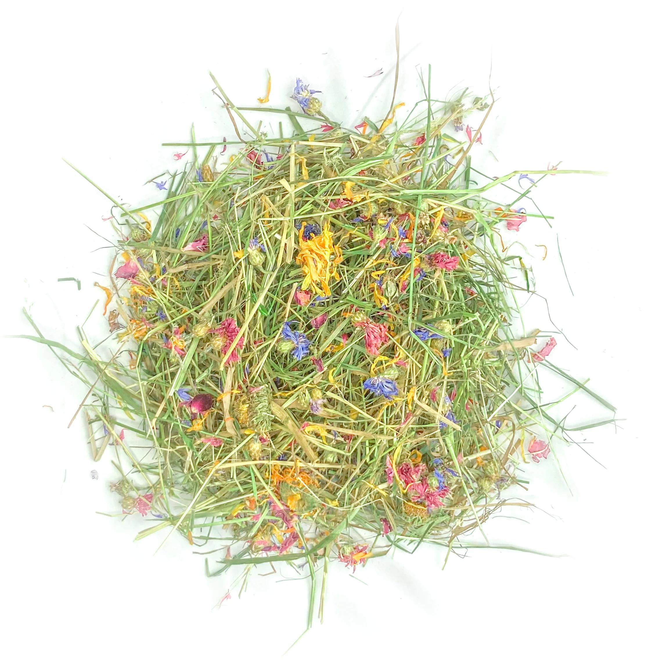 Foin aromatisé aux bleuets rouges pour lapins et rongeurs