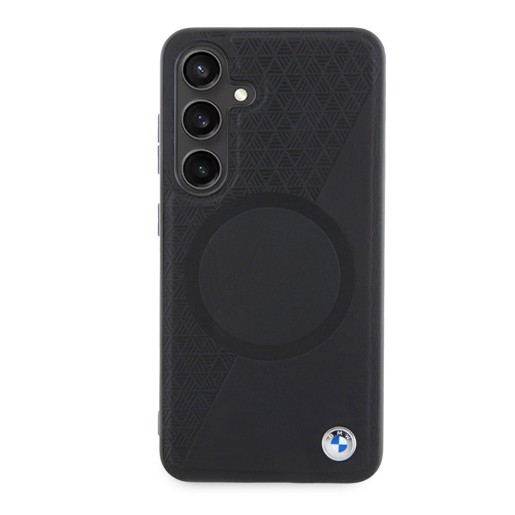 Samsung Galaxy S24 Leder Hardcase Hülle Half Textured & Circle MagSafe-Modul (BMHMS24S23RTPK) - Schwarz