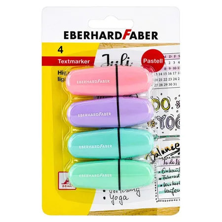 Eberhard Faber Mini Textmarker mit Keilspitze, in Pastell Farben, 4er Set