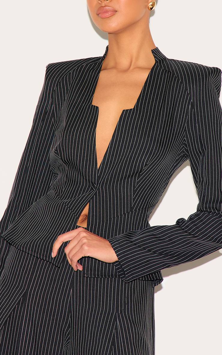 Noir Combinaison Pantalon Droit À Détail Chemise À Fines Rayures