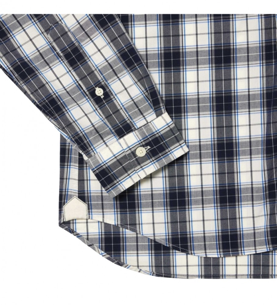 Camisa Lacoste com elástico e estampa xadrez azul.