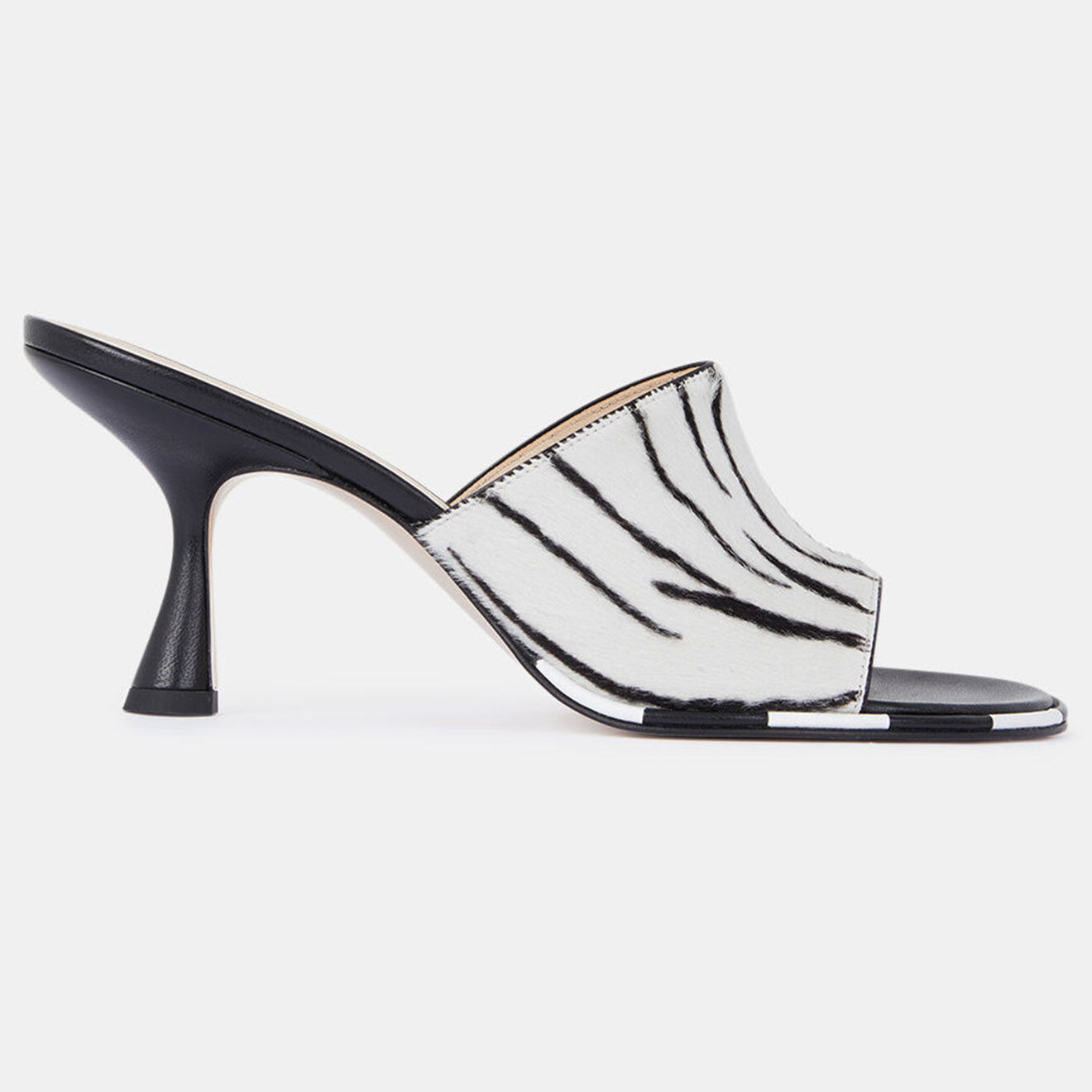 Wandler Mules à poils ras noir/blanc - Talon 8 cm