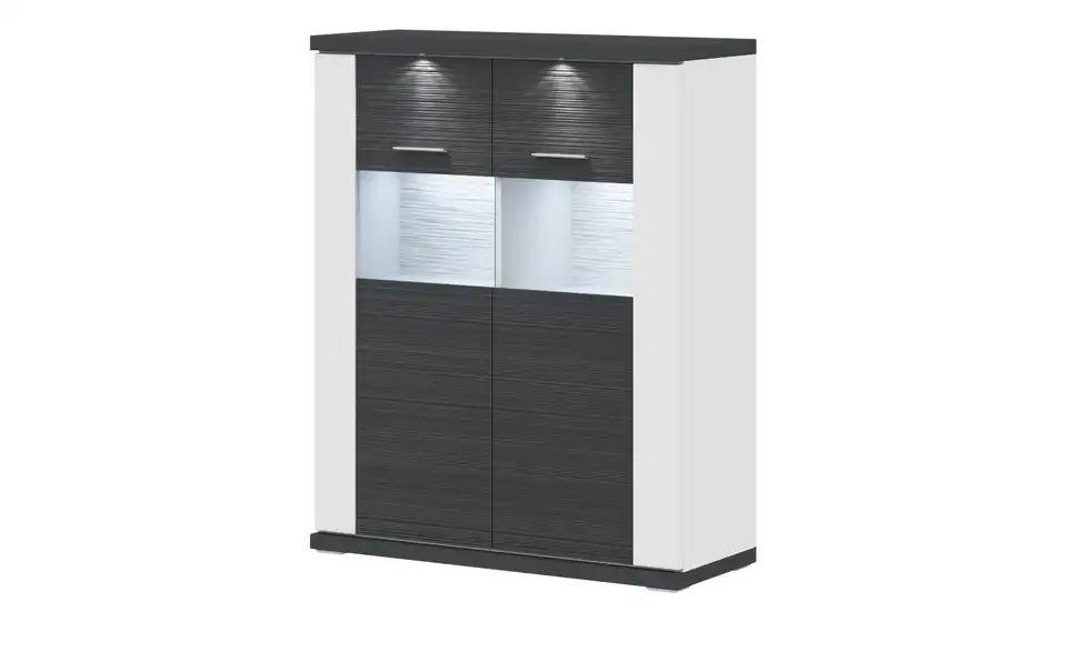 Highboard Toulon Weiß, Graphit Spot- und Nischenbeleuchtung