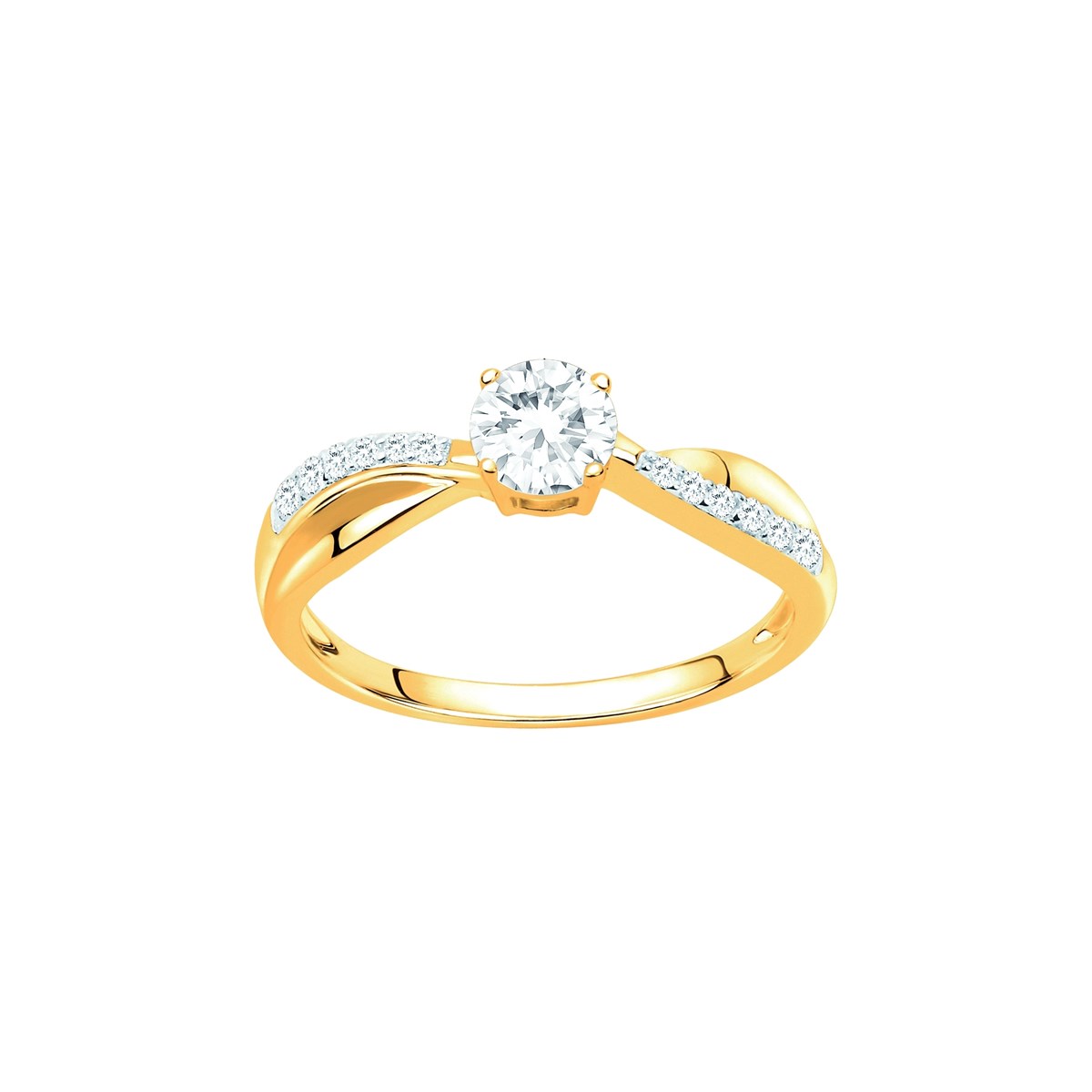 Bague de fiançailles en Plaqué Or avec oxyde de zirconium blanc