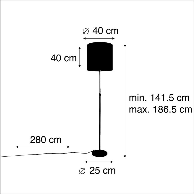Vloerlamp goud/messing met velours kap roze 40/40 cm - Parte