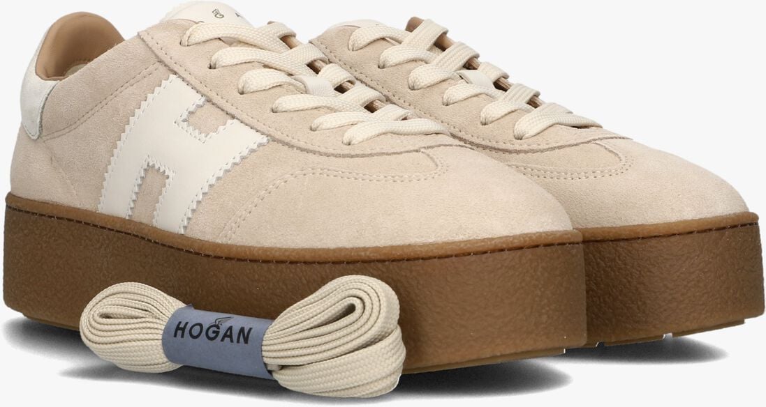 beige hogan lage sneakers h681 allacciato h