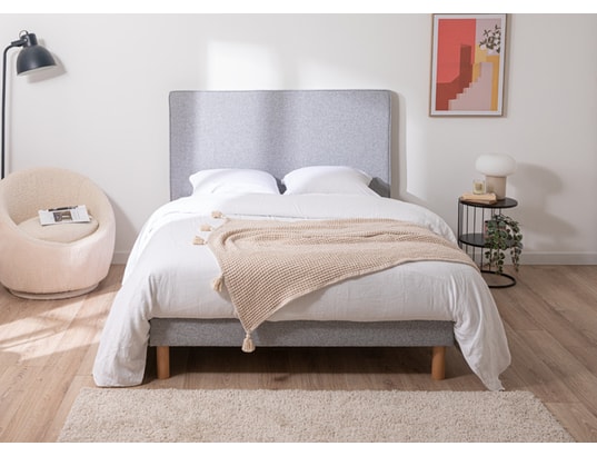 MERINOS - Tête de lit Melty chine gris clair 160cm (170cm finie)