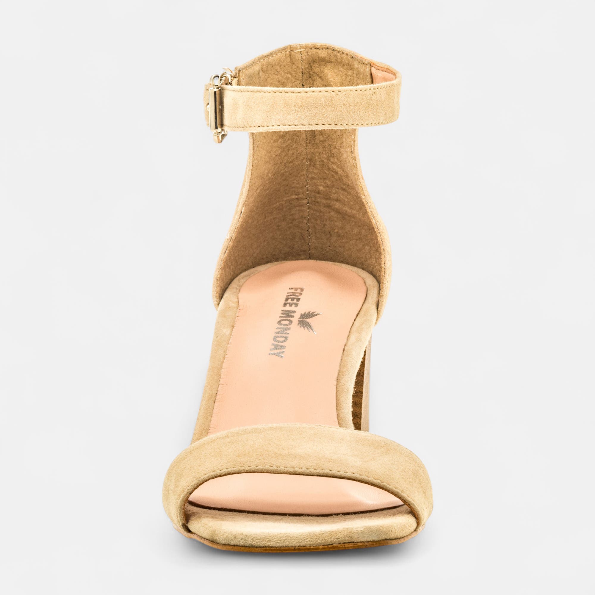 Nu-pieds à talon Femme en cuir beige